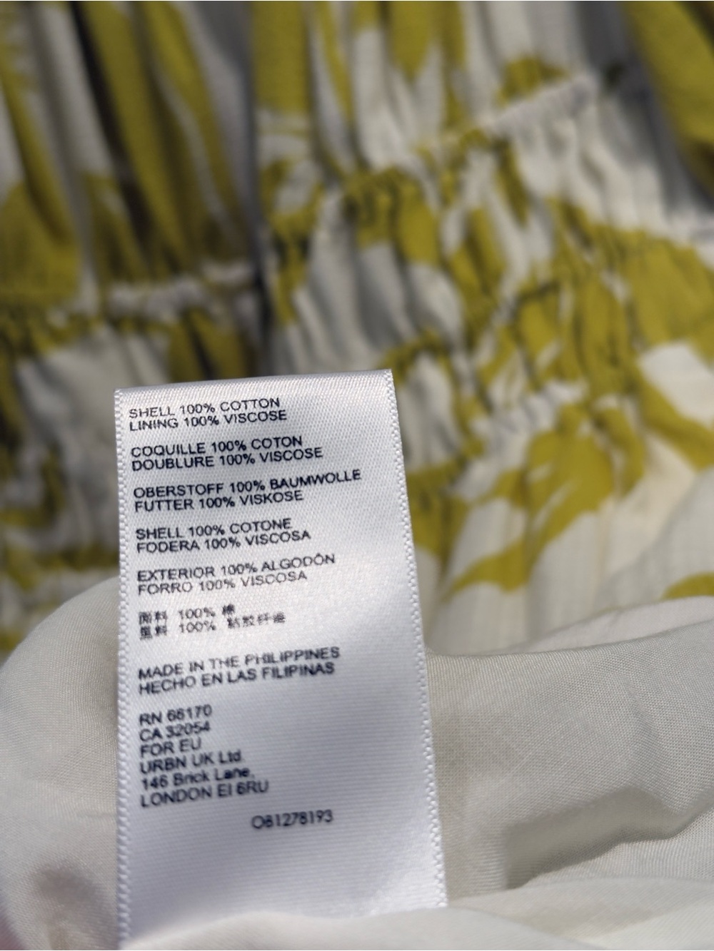 Maeve By Anthropologie Puff Sleeve Mini Dress Citron White Floral Size XS Womens - Picture 9 of 9